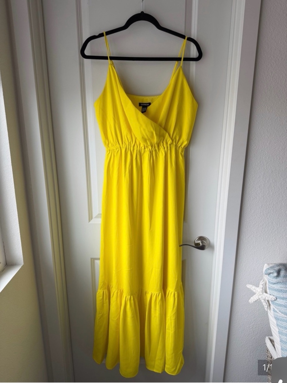 Express Sunny Yellow Maxi Dress with Spaghetti Straps